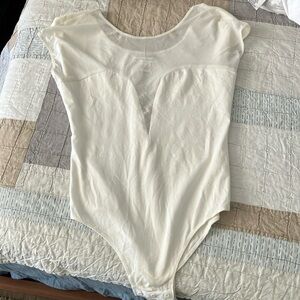 Glamorous white mesh stretchy bodysuit